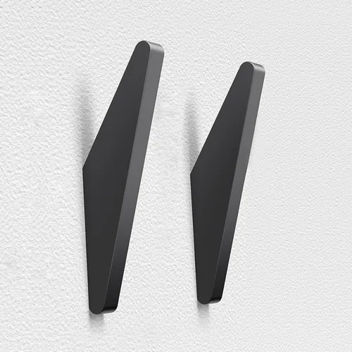 COCOYA Paquete de 2 ganchos de pared de metal, ganchos minimalistas para abrigos, color negro mate, simple, moderno, fácil de instalar, montaje en