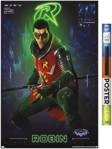 Miniatura 19 de Trends International DC Comics Gotham Knights - Póster de pared de Robin, 14.725 x 22.375 pulgadas, versión enmarcada de madera de granero