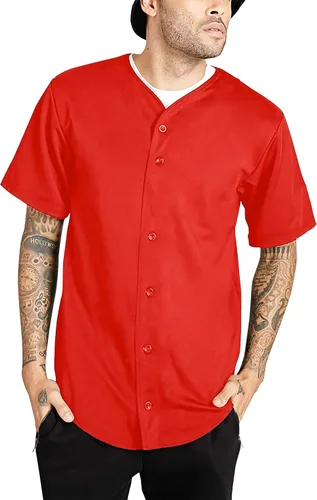 Miniatura 38 de Hat and Beyond camiseta de béisbol para hombre con botones hipster hip hop