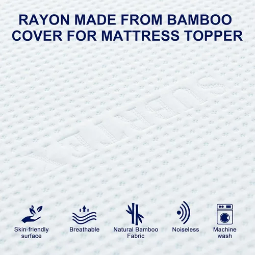 Miniatura 2 de Subrtex Funda para Topper de Colchón (Solo Funda) Protector de Colchón Ropa de Cama de Rayón Hecho de Bambú Funda Envolvente de Colchón Extraíble