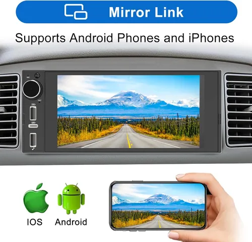 Miniatura 5 de Radio de pantalla táctil de un solo DIN inalámbrico Apple Car Play inalámbrico Android Auto, 6 pulgadas Estéreo de coche de un solo DIN con enlace