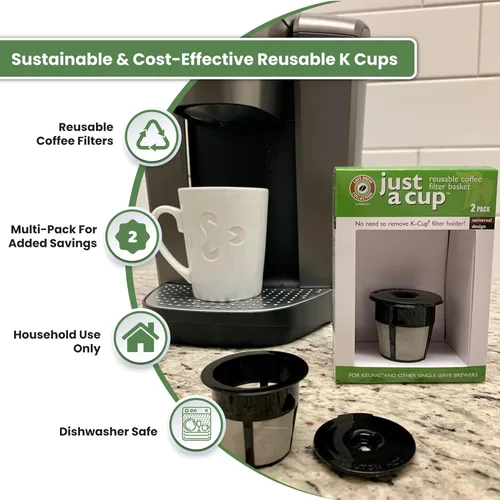 Miniatura 4 de K Cups reutilizables, paquete de 2 filtros universales de café para Keurig, Cuisinart y Mr. Coffee Brewers - Malla de acero inoxidable, sin BPA