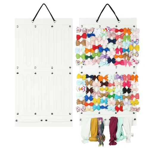 Miniatura 17 de PACMAXI Soporte para lazos para el pelo de bebé niña, colgador de almacenamiento de pinzas para el cabello para cintas, organizador de lazos