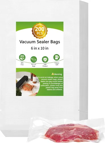 Miniatura 22 de Moretoes - 200 piezas de bolsas selladoras al vacío, bolsas para conservar alimentos de un cuarto de galón, 8" x 12", sin BPA, bolsas precortadas