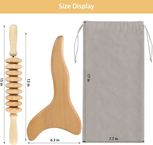 Miniatura 6 de 2 herramientas de madera Gua Sha, herramienta de drenaje linfático, herramientas de masaje de terapia de madera, herramientas manuales Gua Sha