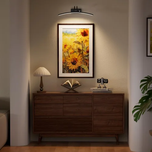 Miniatura 9 de PAIHOME Luces para fotos en la pared, luz magnética recargable con sensor de movimiento inteligente, control remoto regulable y temporizador