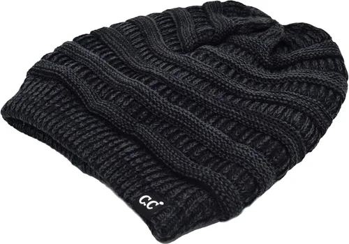 Miniatura 24 de C.C Winter Oversized Beanie Hat with Fuzzy Lining – Thick Knit Thermal Beanie for Cold Weather, Soft Warm Fleece Lined Cap