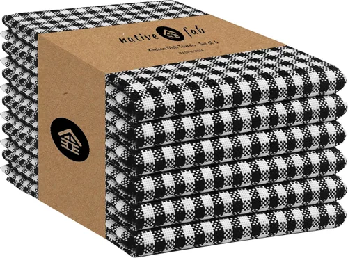 Miniatura 35 de Native Fab Paquete de 12 toallas de cocina a cuadros a cuadros, de algodón, duradero, lavable, de 16 x 26 pulgadas, paños de cocina, suaves y Gris