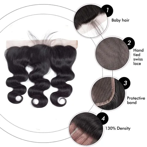 Miniatura 3 de Encaje frontal transparente HD de 13 x 6 pulgadas, prearrancado con abuelitos, línea capilar natural, cierre frontal ondulado 12A, cabello humano