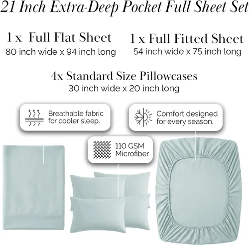 Miniatura 294 de Southshore Fine Living, Inc. Juego de 7 piezas de sábanas King divididas para cama ajustable, juego de sábanas King divididas con bolsillo de 21