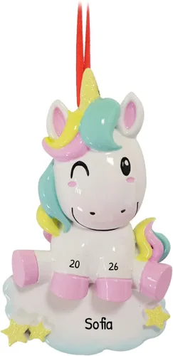 Miniatura 9 de Adornos de Navidad Personalizados de Carrusel 2025 - Adornos Personalizados de Carrusel de Navidad Adorno de Unicornio Personaje para Niñas Niña