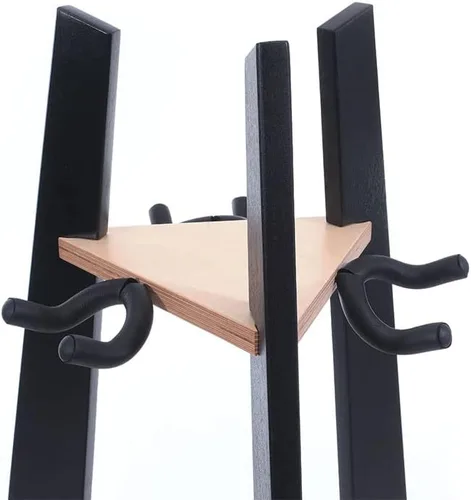 Miniatura 4 de Ruach GR-1 Estante de exhibición de madera hecho a mano de 3 vías Multi Guitar Stand - Negro