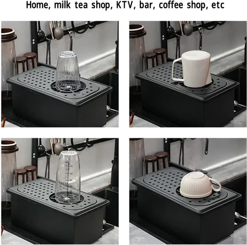Miniatura 4 de Jarra Enjuagadora con manguera Barra de acero inoxidable 304 Arandela de vidrio Negro Taza de enjuague de baño de vidrio Rinserg Herramienta