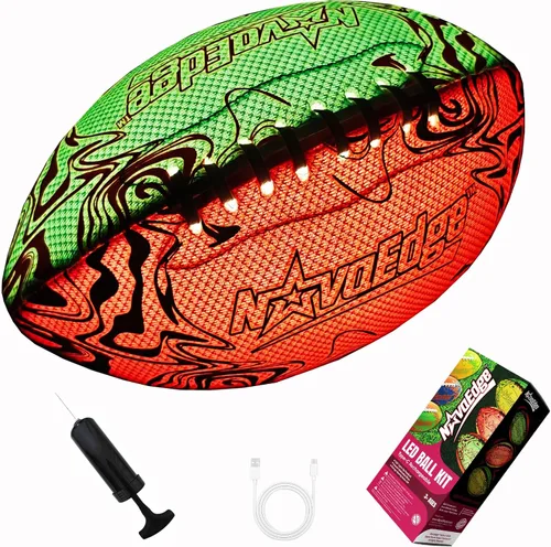 Miniatura 10 de Fútbol de fútbol recargable USB-C con luces LED, fútbol que brilla en la oscuridad, pelota iluminada de doble color de 9.25 pulgadas, regalo Fútbol