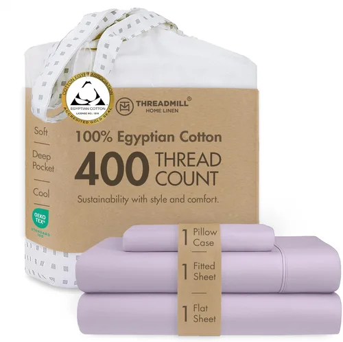 Miniatura 17 de Threadmill - Juego de sábanas de algodón egipcio para cama tamaño King Juego de sábanas de cama King 100% de algodón egipcio certificado Sábanas