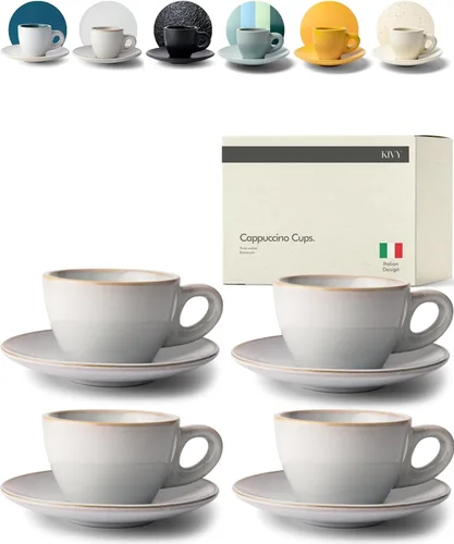 Miniatura 13 de KIVY Tazas de Gres para Espresso, Juego de 4 Piezas - Diseño Italiano, de Paredes Gruesas, 3 oz, Aptas para Microondas y Lavavajillas Verde