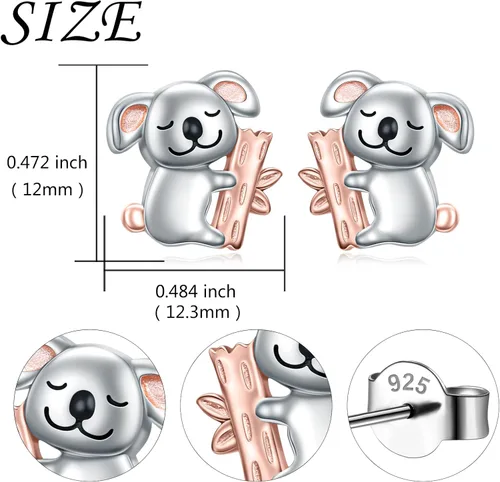Miniatura 4 de Aretes de plata de ley S925 con diseño de panda, conejito y gato, aretes de aro colgantes, joyería de animales, regalos para mujer, Metal, Circonia
