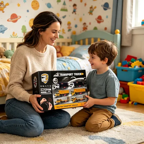 Miniatura 3 de Semirremolque de control remoto con remolque, tractor de ingeniería de semirremolque RC de 24 pulgadas con juguetes de rodillos de carretera, camión