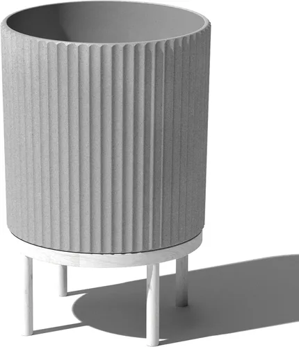 Miniatura 34 de Veradek Demi Series - Maceta redonda con soporte para porche o patio, compuesto de piedra de plástico duradero y soporte de madera, decoración