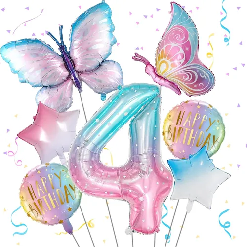 Miniatura 8 de Decoraciones de cumpleaños de mariposa, globos de mariposa, decoraciones de fiesta de primer cumpleaños para niñas, números de fantasía, 1 globo