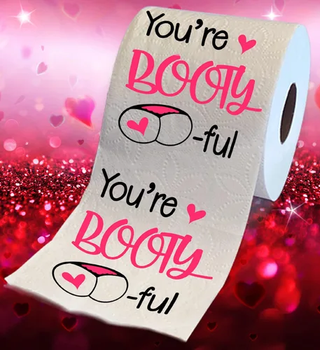 Miniatura 2 de Printed TP You're Booty-ful - Papel higiénico impreso para regalo de broma, divertido rollo de papel higiénico para San Valentín, decoración de Rojo