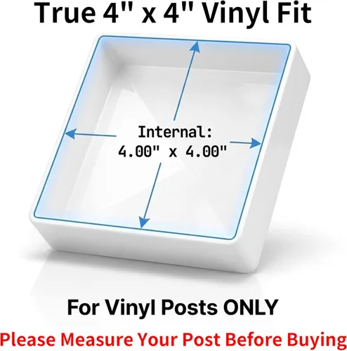 Miniatura 2 de RECTOO Tapas para Postes de Vinilo 4x4 Blancas (Tamaño Interno Real de 4.00" - NO para Postes de Madera), Remates Superiores de Pirámide