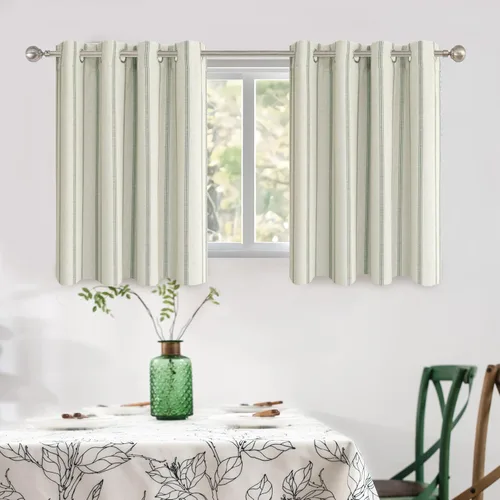 Miniatura 14 de DriftAway - Cortinas de Lino Mezcla de Granja 100% Opacas de 84 Pulgadas de Largo para Dormitorio, Cortinas Verticales Rayadas Impresas de Lino