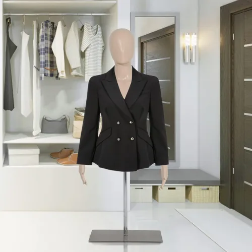 Maniquí de forma de vestido femenino de la naturaleza, altura ajustable de 39-56 pulgadas, brazos desmontables, base de metal