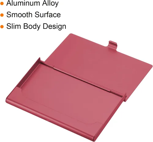 Miniatura 4 de PATIKIL Titular de la tarjeta de visita, caja de tarjeta de metal de aluminio titular de la tarjeta profesional para tarjeta de crédito de la Rojo