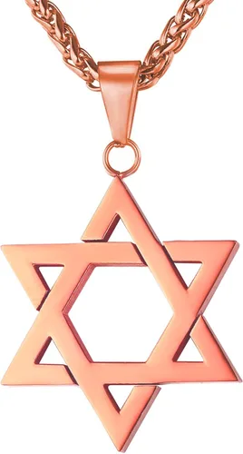 Miniatura 14 de U7 - Collar con Estrella de David para hombres y mujeres, dije hexagonal de acero inoxidable con cruz/piedra de rubí/collares clásicos judíos