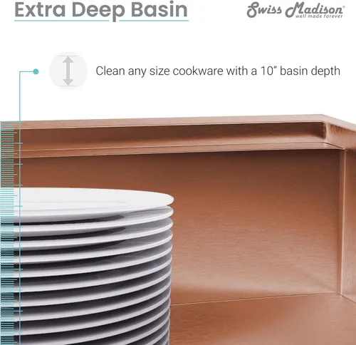 Miniatura 11 de Tourner - Fregadero con estación de trabajo de cocina de acero inoxidable de 32 x 19 pulgadas, color oro rosa