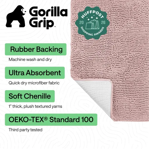Miniatura 187 de Gorilla Grip - Tapete de baño de felpilla gruesa, suave y absorbente, secado rápido, de microfibra, con reverso de caucho, para piso de ducha, Nube