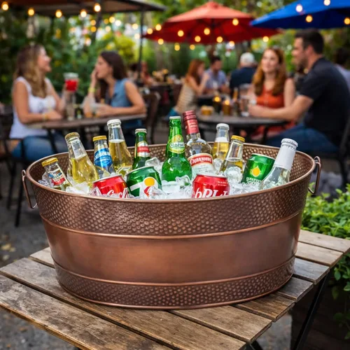 Miniatura 2 de BREKX Aspen Tina Galvanizada, Enfriador de Hielo y Bebidas de Metal con Acabado de Cobre para Fiestas, Enfriador de Fiestas Sellado Resistente a