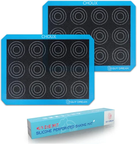 Miniatura 11 de GUY DREAM - Alfombrilla de silicona perforada antiadherente para hornear de 11-4/5 x 15-3/4 pulgadas, 2 alfombrillas Eclair para hornear, malla al