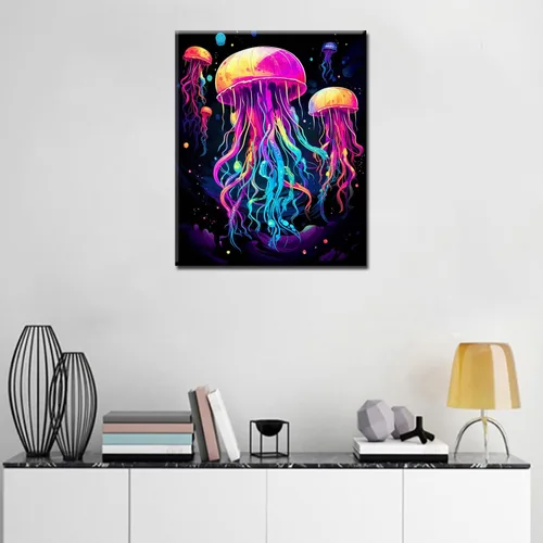 Miniatura 2 de Tucocoo Kits de pintura por números de medusas de 16 x 20 pulgadas, lienzo digital de pintura al óleo para adultos con pinceles y pigmento acrílico