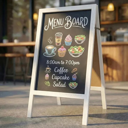 Miniatura 9 de TEAKMAMA Letrero de pizarra con marco de tiza, 40 x 20 pulgadas, extra grande, de doble cara, tablero de menú, sándwich resistente, para Gris