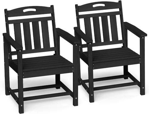 Miniatura 23 de Ciokea Silla de comedor para patio al aire libre, sillas de porche de gran tamaño de HDPE con asiento ancho, muebles de exterior duraderos para todo