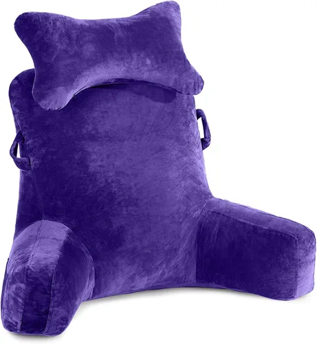 Almohada de Lectura - Almohada de Descanso para Cama Extra Grande de 31" con Rollo de Cuello Desmontable y Brazos para Sentarse en la Cama o Sofá -