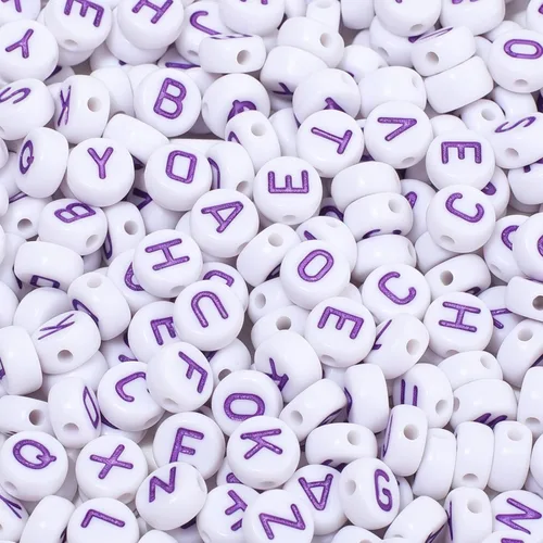 Miniatura 16 de 900 cuentas acrílicas doradas de letras del alfabeto, letras coloridas del alfabeto, cuentas de cubo negro para pulseras de la amistad y regalos