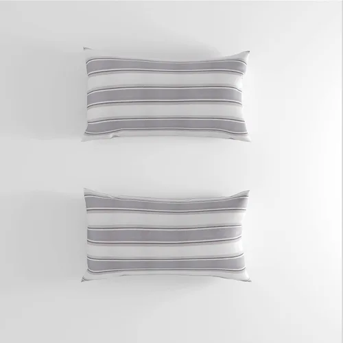 Miniatura 12 de 2 Piezas Fundas de Almohada Azul Marino Blanco a Rayas de Lino Suave Cuadradas Funda de Almohada Decorativa para Sofá con Cierre Oculto - 30,5 x