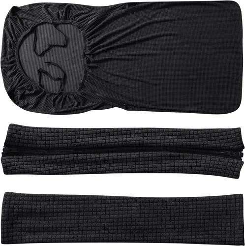 Miniatura 6 de FORCHEER Funda grande para silla de oficina con fundas para reposabrazos, color negro, repelente al agua, fundas para sillas de computadora