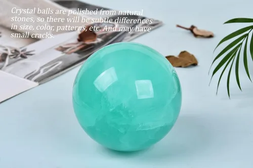 Miniatura 5 de AMOYSTONE Esfera de Fluorita Verde Esfera de Adivinación con Soporte de Madera Bola Decorativa Cristales Naturales de Curación Esfera para Feng Shui