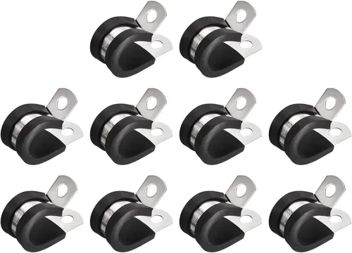 Miniatura 30 de uxcell Abrazadera de cable de 1/2 pulgada (0.472 in) de acero inoxidable 304 Abrazadera aislada acolchada de goma de acero inoxidable en forma de R