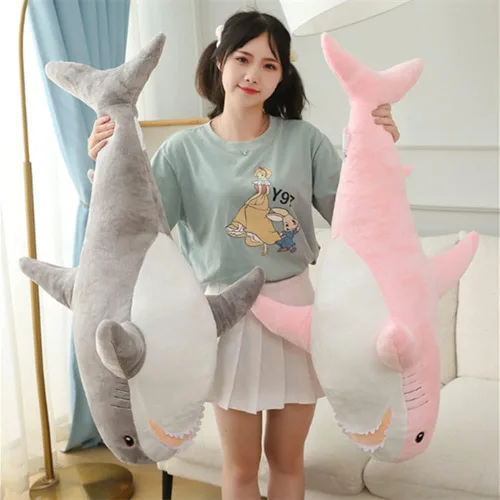 Miniatura 5 de Peluche de tiburón, animal de peluche de tiburón rosa suave, juguetes de tiburón grande de felpa para decoración del hogar, regalo para niños