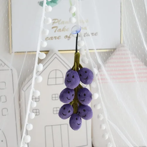 Miniatura 6 de Juguete de peluche de uva de frutas, adornos de uvas, lindos accesorios de automóvil, decoración colgante de espejo retrovisor (morado)