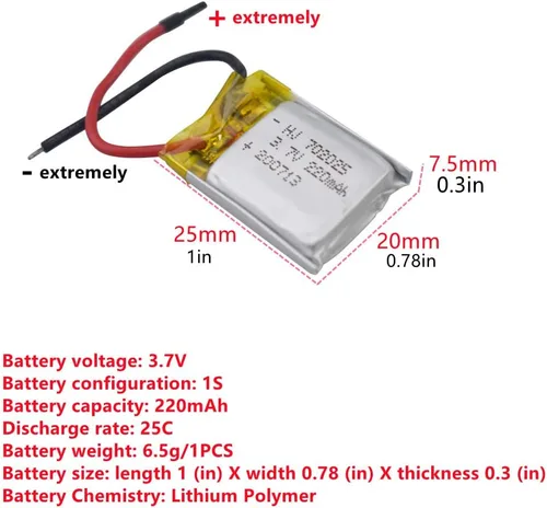 Miniatura 2 de sea jump 2 unids 3.7 V 220 mAh batería de litio para HS190 901HS 901S 901H X300C LF606 SG800 S9 SYMA S107 S107G S108G S109G mini Quadcopter