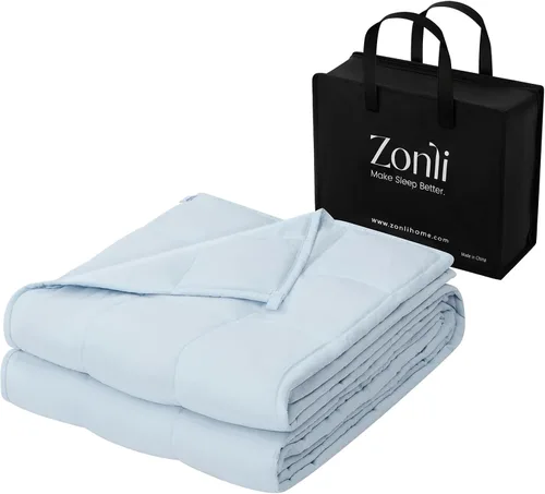 Miniatura 19 de ZonLi Manta pesada para adultos (48 x 72 pulgadas, 12 libras, verde oscuro) manta pesada de enfriamiento de alta transpirabilidad, material suave