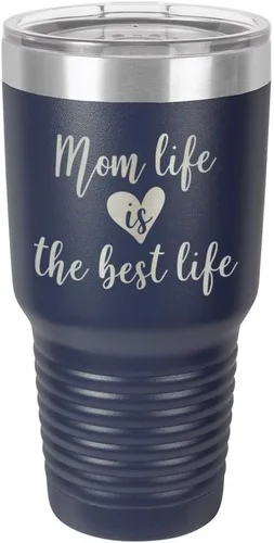 Miniatura 15 de Vaso grabado con texto en inglés "MOM LIFE IS THE BEST LIFE Engraved 30oz" grabado con láser en polvo de acero con revestimiento de polvo taza