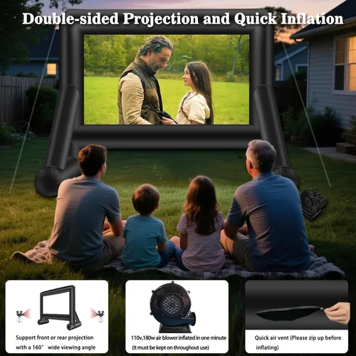 Miniatura 3 de Pantalla de proyector inflable de 16 pies para exteriores, pantalla de película inflable con bolsa de transporte con soplador, pantalla