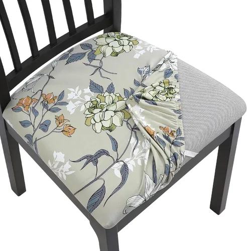 Miniatura 35 de SearchI Fundas de Asiento para Sillas de Comedor Elásticas con Estampado Juego de 6 Fundas de Asiento de Silla, Protector de Cojín de Silla Tapizada
